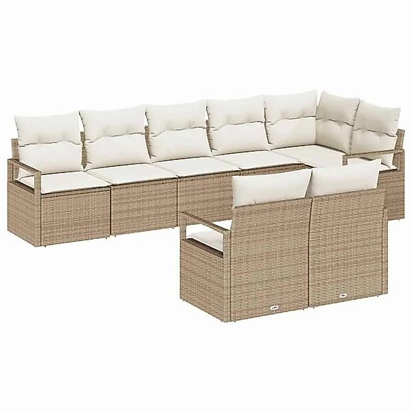 vidaXL Gartensofa-set mit Kissen 8-Tlg Beige und Weiß Poly-Rattan 3355100 günstig online kaufen
