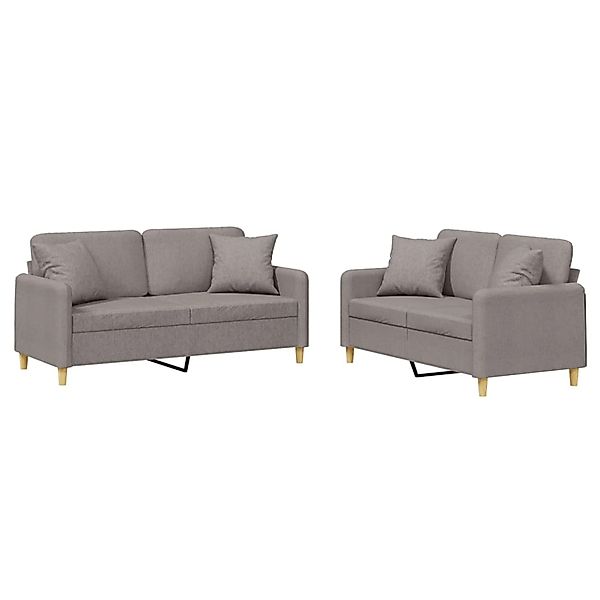 vidaXL 2-Tlg Sofagarnitur mit Kissen Taupe Stoff 3202109 günstig online kaufen
