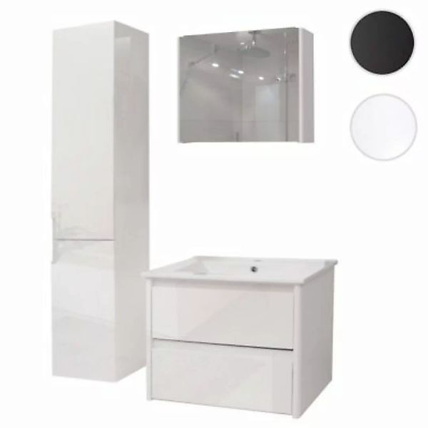 HWC Mendler Badezimmerset mit Waschtisch, Spiegelschrank, Hängeschrank weiß günstig online kaufen