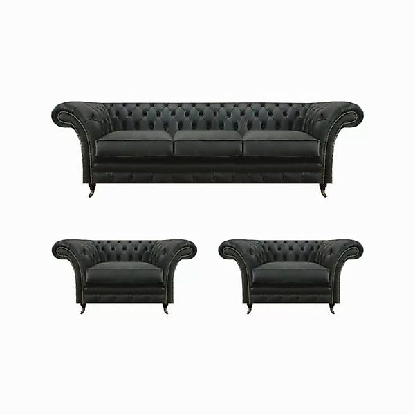 JVmoebel Chesterfield-Sofa Luxus Wohnzimmer Set 3tlg Chesterfield 2x Sessel günstig online kaufen