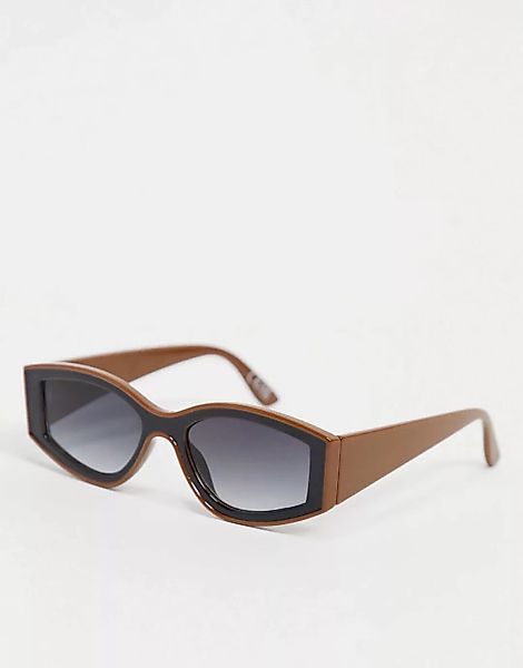 ASOS DESIGN – Ovale Sonnenbrille aus Kunststoff mit abgeschrägtem Detail in günstig online kaufen
