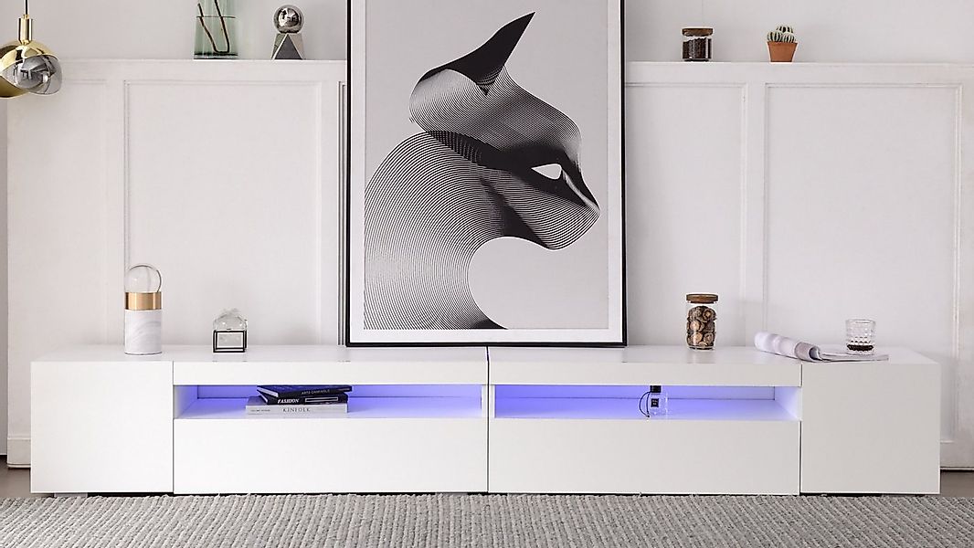 autolock Lowboard Moderner TV-Schrank in Weißer mit variable LED-Leuchten, günstig online kaufen