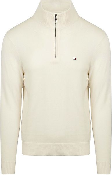 Tommy Hilfiger Half Zip Pullover Essential Off White - Größe M günstig online kaufen