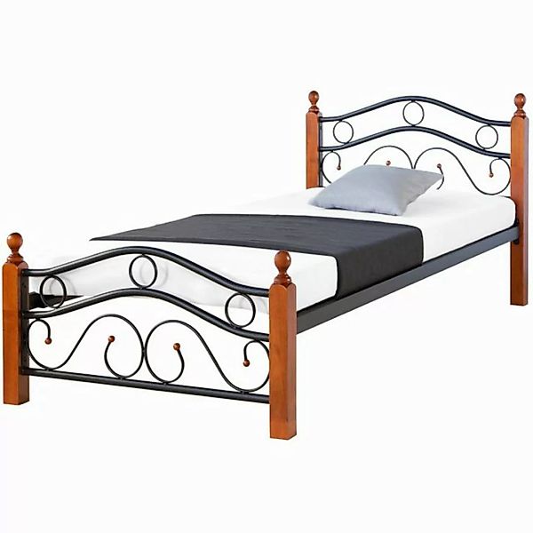 Homestyle4u Metallbett 90x200 Einzelbett mit Matratze Lattenrost Bett günstig online kaufen