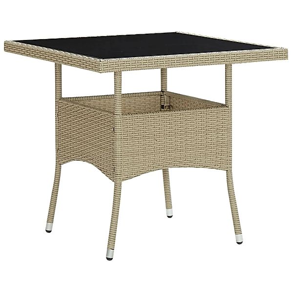 vidaXL Garten-Esstisch Beige Poly Rattan und Glas 310551 günstig online kaufen