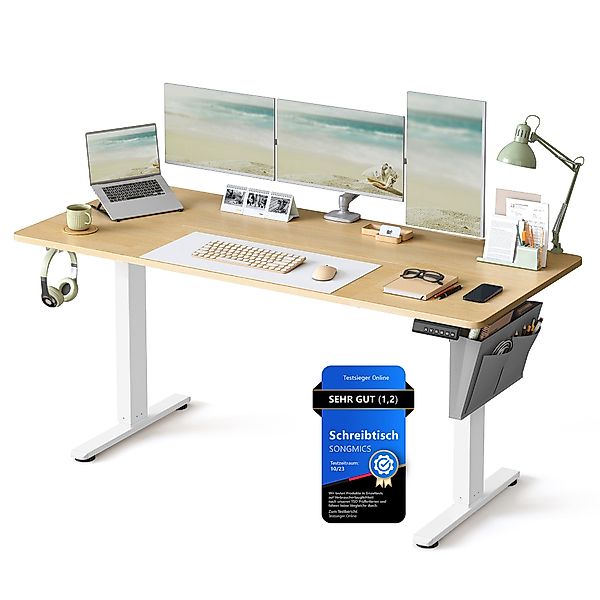 SONGMICS Schreibtisch Höhenverstellbarer elektrisch, 120/140/160/180 cm, günstig online kaufen