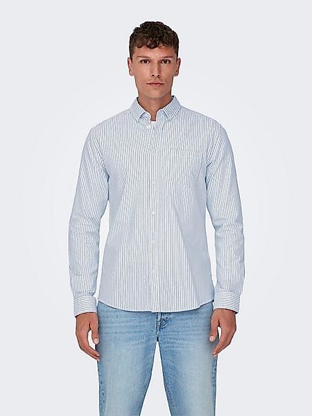 ONLY & SONS Langarmhemd Streifenhemd mit Button-down-Kragen aus Baumwollmis günstig online kaufen