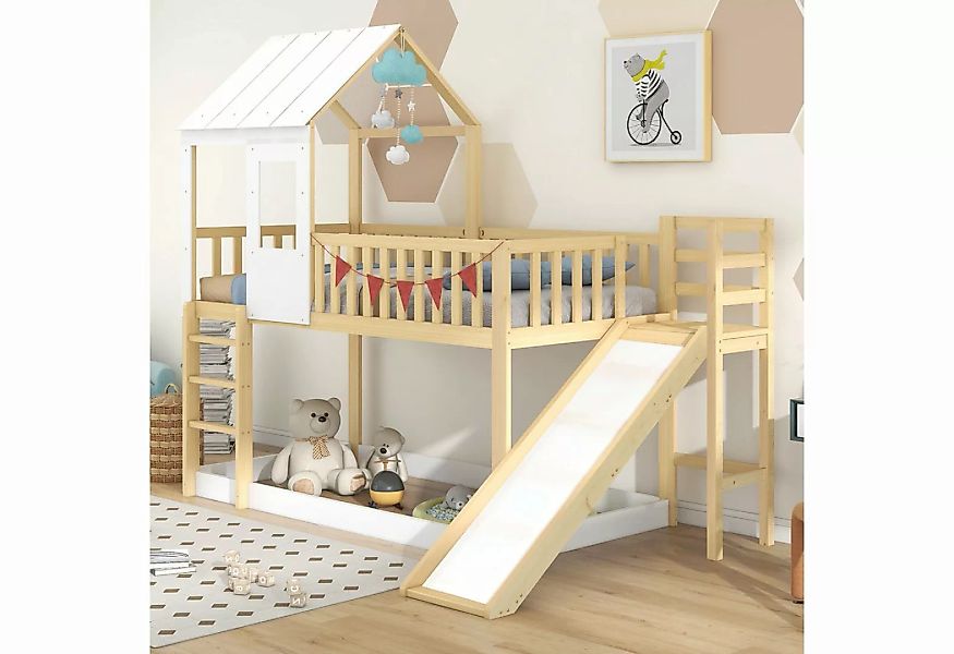 HAUSS SPLOE Kinderbett Etagenbett Hausbett Kinderbett Jugendbetten (Natur+W günstig online kaufen