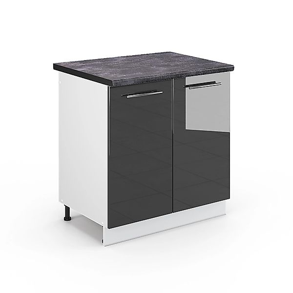 Vicco Spülenunterschrank Fame-Line Anthrazit Hochglanz/Weiß 80 cm AP Anthra günstig online kaufen