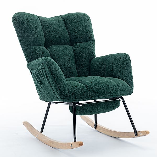 HAUSS SPOLE Schaukelstuhl Grün Teddy Plüsch günstig online kaufen