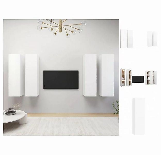 vidaXL TV-Schrank TV-Schränke 4 Stk Weiß 30,5x30x110 cm Spanplatte Lowboard günstig online kaufen