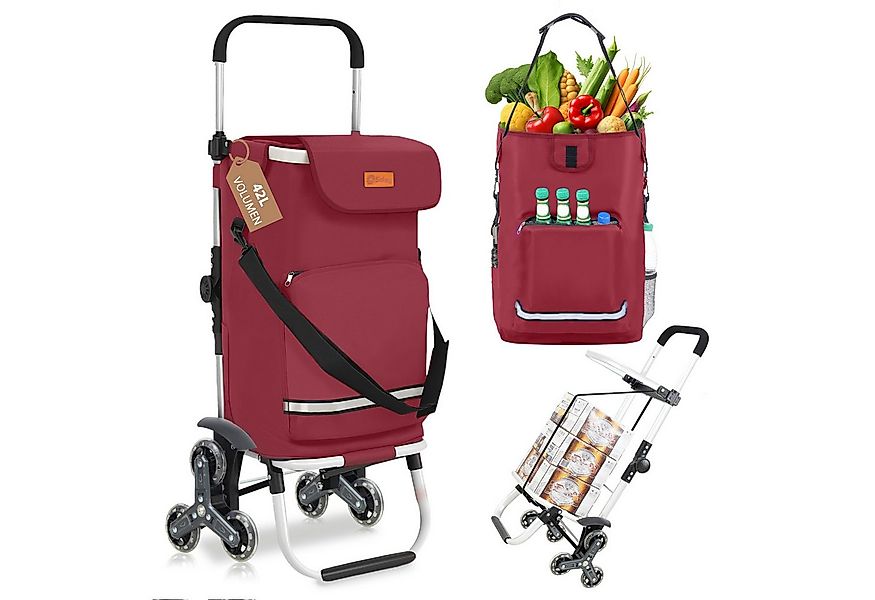 Sekey Einkaufstrolley Klappbarer Einkaufswagen mit Kühlfach, Treppensteiger günstig online kaufen