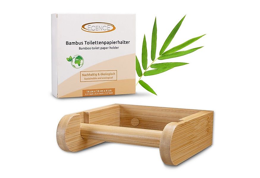 ECENCE Toilettenpapierhalter 1x Toiletten-Klo-Papierhalter Bambus Wandmonta günstig online kaufen