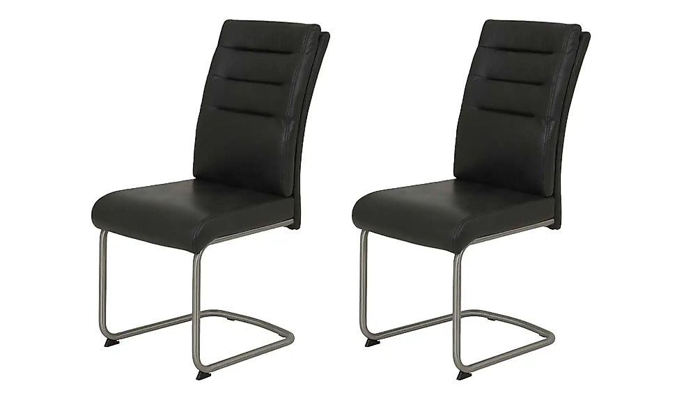 Polsterschwingstuhl 2er-Set in Leder-Optik Andrei ¦ grau ¦ Maße (cm): B: 65 günstig online kaufen