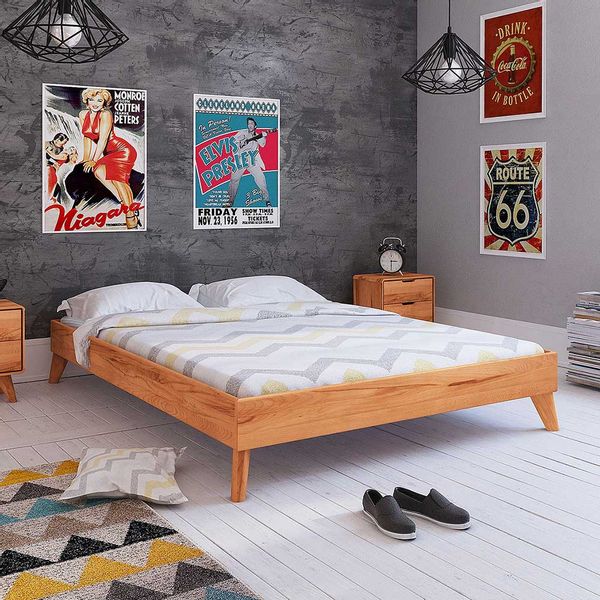 Massivholzbettgestell aus Kernbuche geölt Kopfteil günstig online kaufen