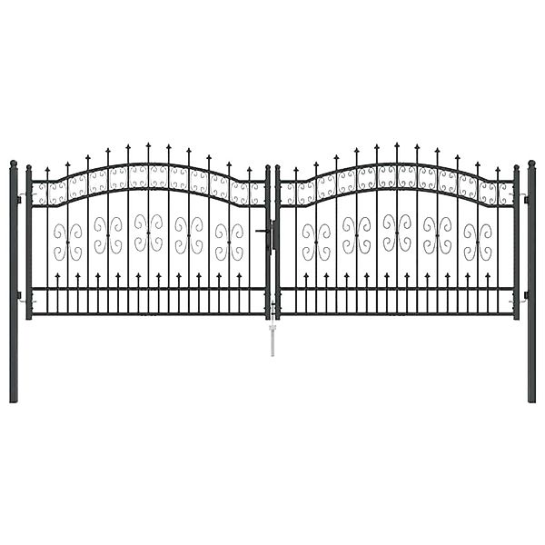 vidaXL Zauntor mit Speer-Top mit Schloss Grau 305 x 100 cm Stahl 42009043 günstig online kaufen