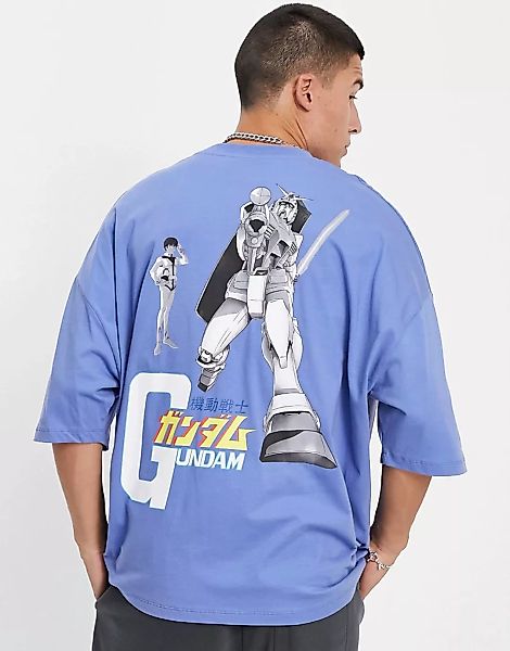 ASOS DESIGN – Oversize-T-Shirt in Blau mit Gundam-Print günstig online kaufen