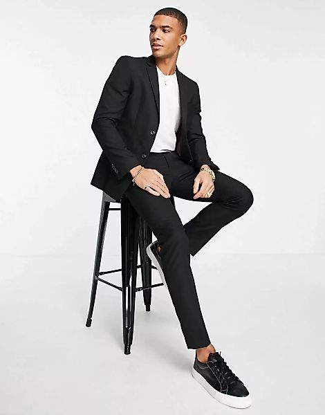 Topman – Eng geschnittene Anzughose in Schwarz günstig online kaufen