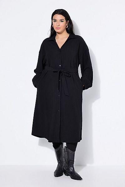 Studio Untold Midikleid Hemdblusenkleid A-Linie Hemdkragen Bindegürtel günstig online kaufen