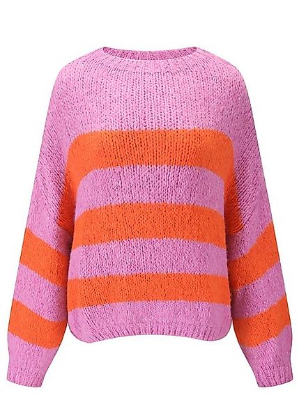 SASSYCLASSY Strickpullover Pullover mit Streifenmuster in Pink und Orange S günstig online kaufen