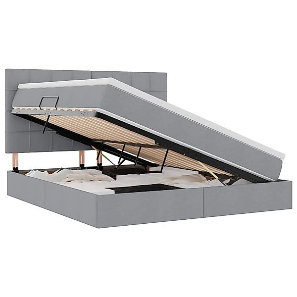 vidaXL Stauraumbett mit Matratze Hellgrau 180 x 200 cm Kunstleder 3371796 günstig online kaufen