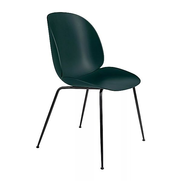 Gubi - Beetle Dining Chair Gestell schwarz - dunkelgrün/Sitzschale Polyprop günstig online kaufen