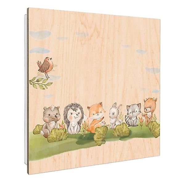 Banjado Großer Schlüsselbox Holz 30x30cm Weiß Scharnier Rechts 50 Haken Sch günstig online kaufen