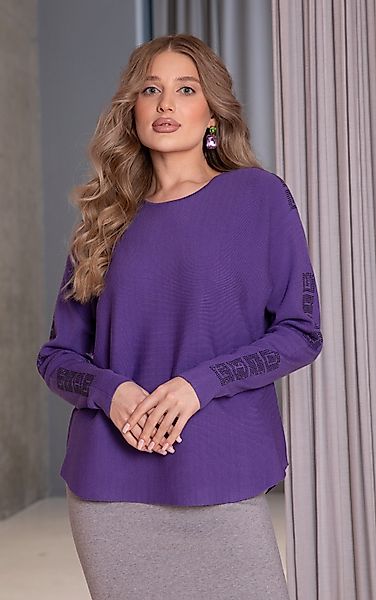 Passioni Strickpullover mit Rundhalsausschnitt und Strassdetails günstig online kaufen
