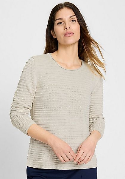 Olsen Rundhalspullover Ton-in-Ton Streifenstruktur günstig online kaufen