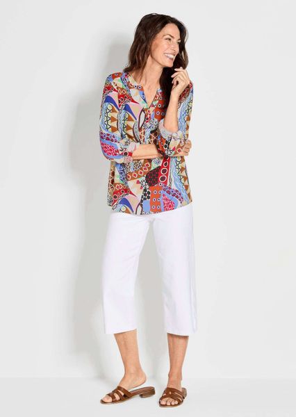 GOLDNER Schlupfbluse Florale Druckbluse mit V-Ausschnitt günstig online kaufen