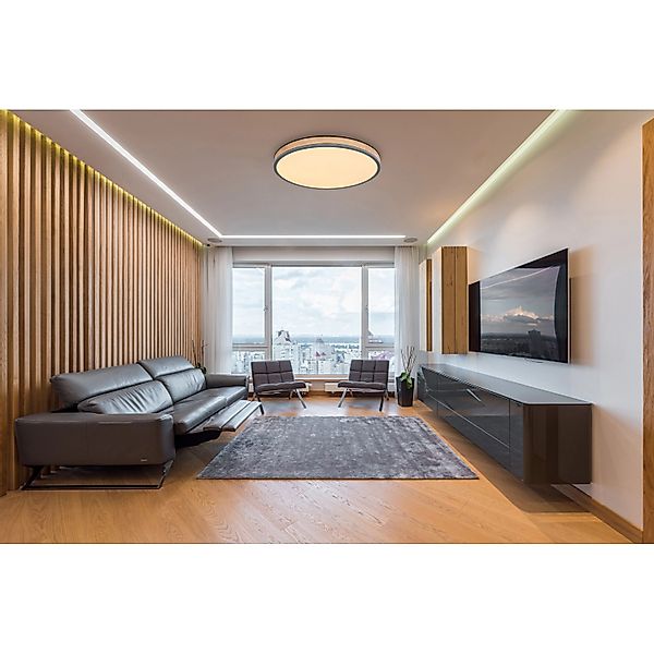 Globo LED-Deckenleuchte Doro 1-flammig Graphit 600 x 85 mm günstig online kaufen