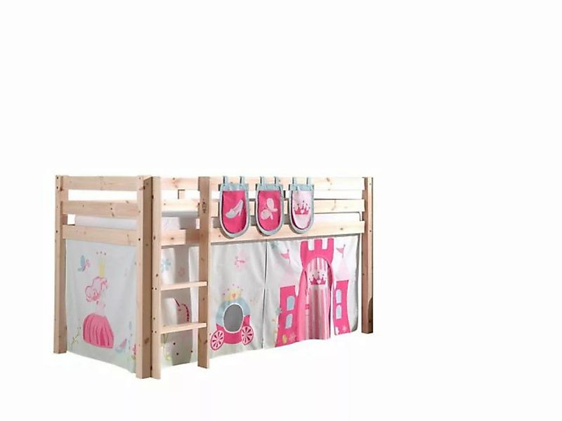 Natur24 Kinderbett Spielbett Pino mit Textilset Kiefer Natur günstig online kaufen