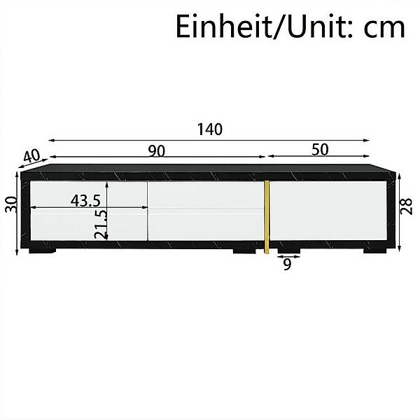 Ulife TV-Schrank Lowboard Fernsehtisch,TV-Board,TV-Ständer, 3 Türen, Marmor günstig online kaufen