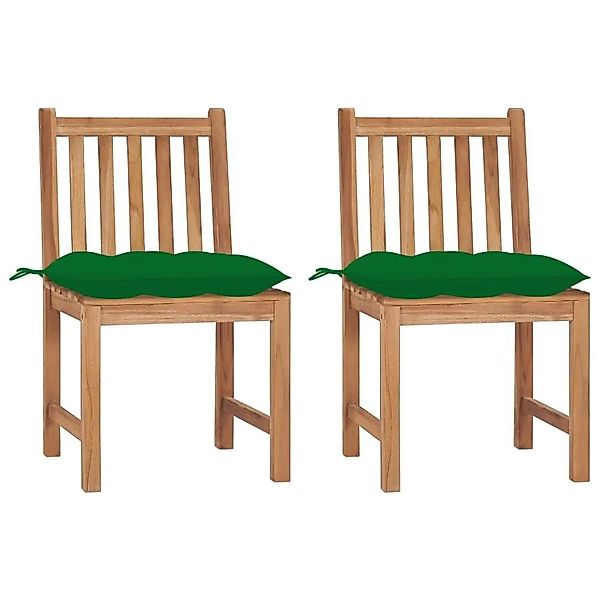 vidaXL Gartenstühle 2 Stk mit Kissen Massivholz Teak 3062936 günstig online kaufen