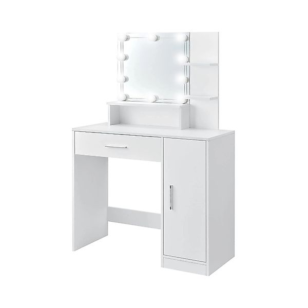 ML-Design Schminktisch Weiß mit LED-Beleuchtung Spiegel 90x38x137cm aus MDF günstig online kaufen