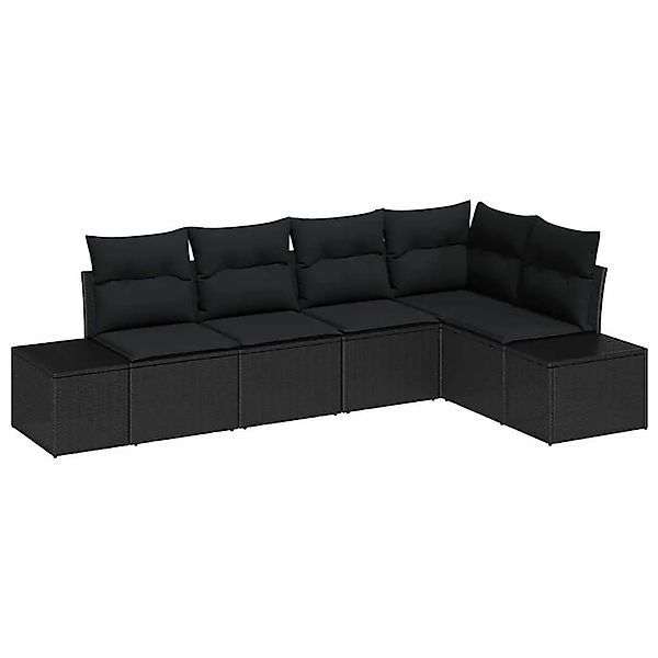 vidaXL Gartensofa-Set mit Speicher 5 Stk Schwarz Poly-Rattan 3355732 günstig online kaufen
