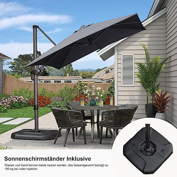 PURPLE LEAF Sonnenschirm Quadratischer Alu Außenbereich günstig online kaufen