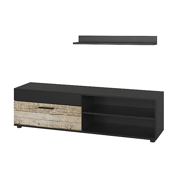 Vicco Wohnwand Berno, Schwarz/Sandeiche, mit 1 günstig online kaufen