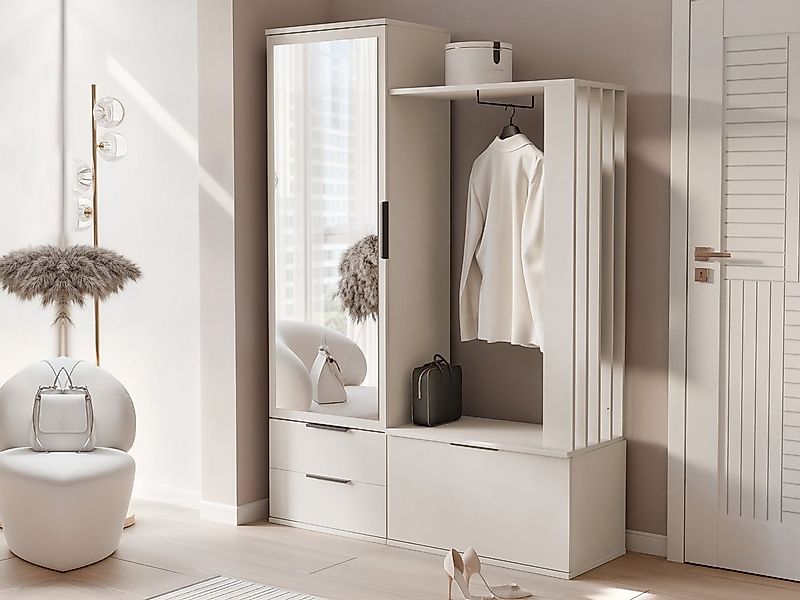 Beautysofa Garderobenschrank LORENZO – modern, mit Spiegel (2 Schubladen & günstig online kaufen