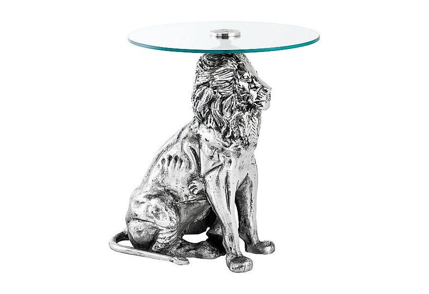 riess-ambiente Beistelltisch WILDLIFE LION 60cm silber antik / transparent günstig online kaufen