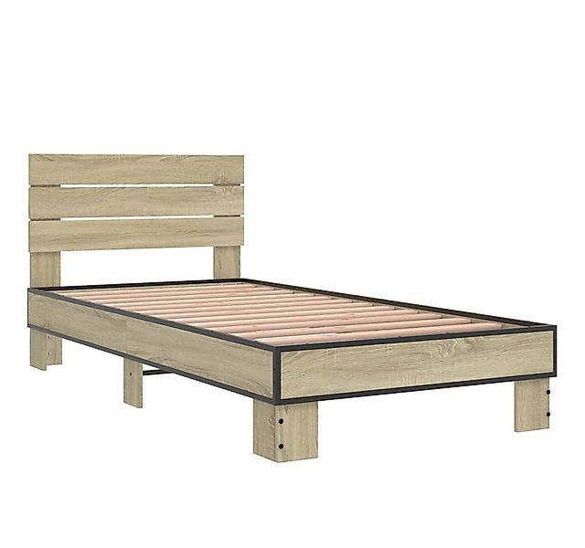 vidaXL Bett Bettgestell Sonoma-Eiche 75x190 cm Holzwerkstoff und Metall günstig online kaufen
