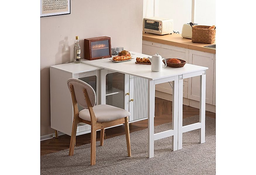 Flieks Sideboard mit klappbarem Ausziehtisch 360° drehbar Weiß (Set, 1 St., günstig online kaufen
