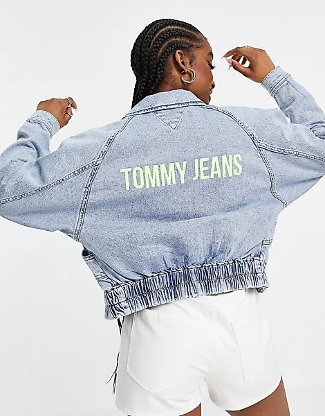 Tommy Jeans – Cargo-Jacke mit kurzem Schnitt in verwaschenem Mittelblau günstig online kaufen