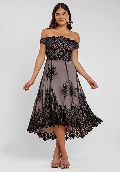 Goddiva Midikleid Bardot Sequin & Lace günstig online kaufen