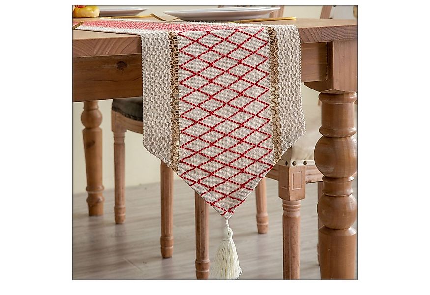 Blusmart Tischläufer Gittergewebter Tischläufer aus Baumwolle und Leinen (B günstig online kaufen