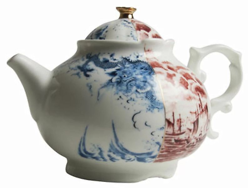 Teekanne Hybrid Smeraldina keramik blau rot - Seletti - Rot günstig online kaufen