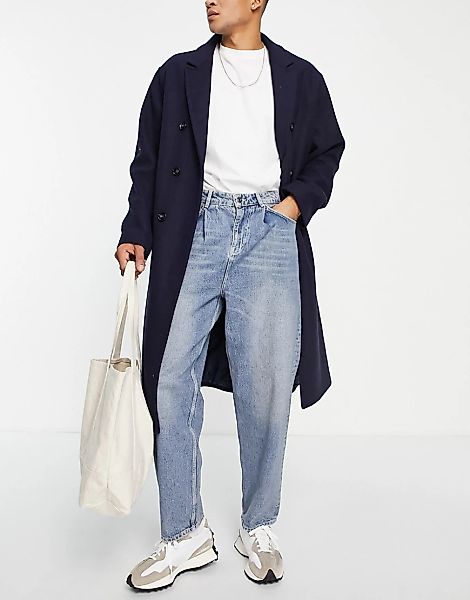 ASOS DESIGN – Jeans mit Zierfalten Ballon-Passform, in gefärbter mittlerer günstig online kaufen