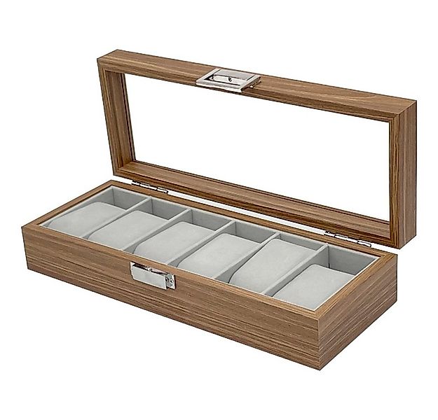 mixed24 Schmuckkasten Holz Uhrenkoffer für 6 Uhren Uhrenaufbewahrung Uhrenk günstig online kaufen