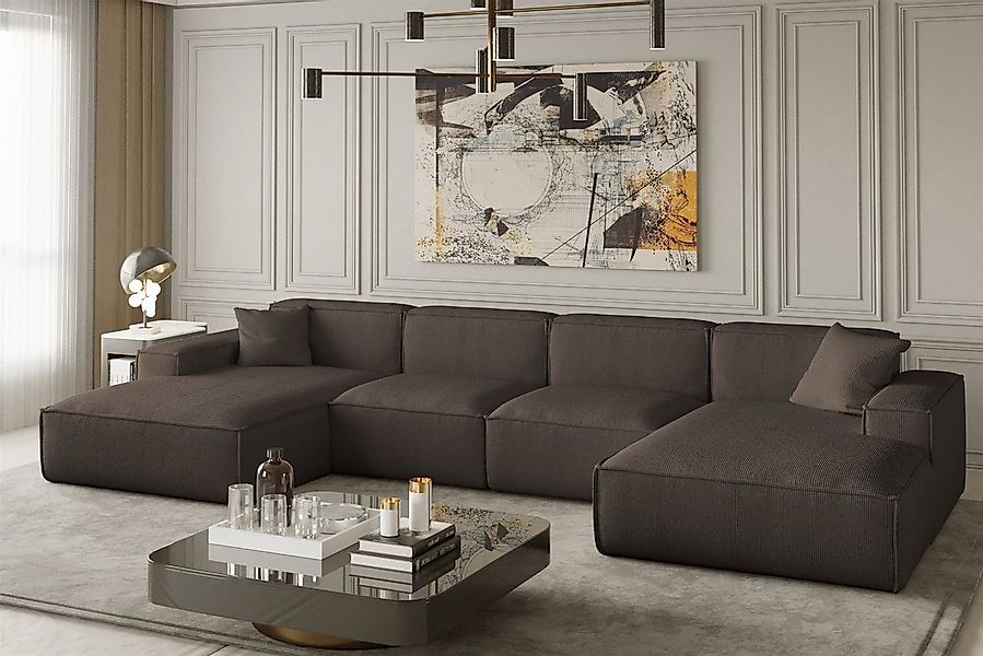 Fun Möbel Wohnlandschaft U-Form CELES, Breite 379 cm, inkl. 2 Zierkissen günstig online kaufen