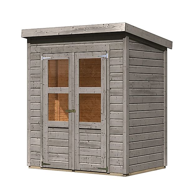 Karibu Gartenhaus Vellinge 2 Vorvergraut 219 x 178 x 122 cm günstig online kaufen